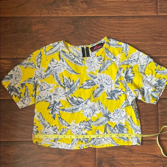 Motel Rocks Floral Crop Top in Yellow and Blue - Picture 3 of 7